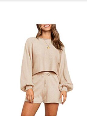 ZESICA soft peach lounge short set, L
